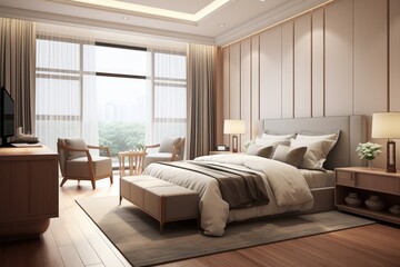 Contemporary Modern Bedroom Interior Design with Stylish Furnishings and Relaxing Atmosphere