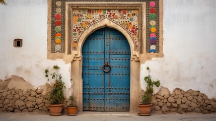 Fototapeta na wymiar Beautiful old and vintage Moroccan house door 