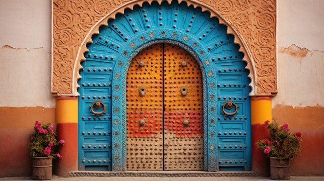 Beautiful old and vintage Moroccan house door
