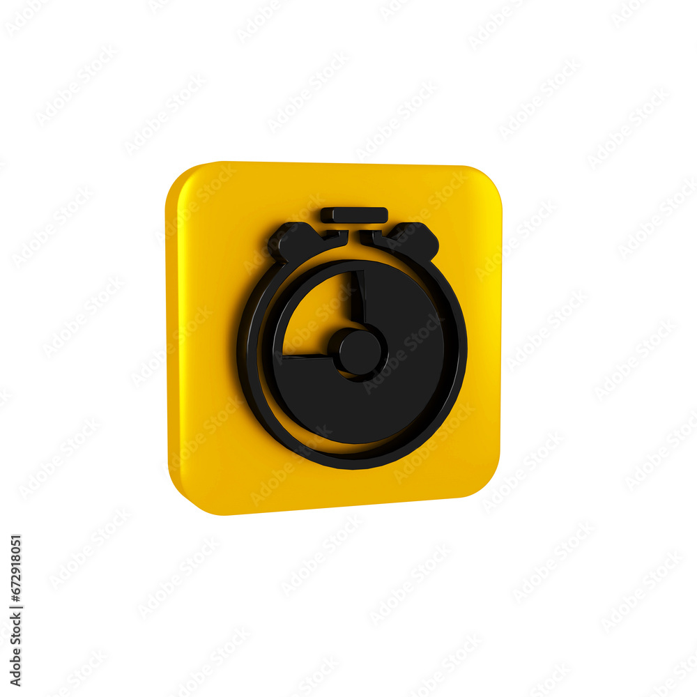 Poster black stopwatch icon isolated on transparent background. time timer sign. chronometer sign. yellow s