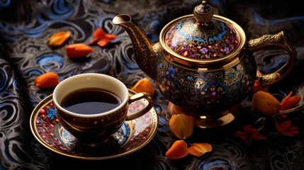 Turkish traditional teapot and a coffee cup