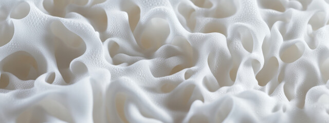 Macro shot of white foam texture.