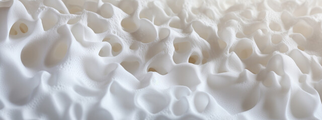 Macro shot of white foam texture.