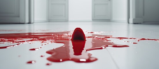 Bright red blood from a recently deceased human on the floor - obrazy, fototapety, plakaty