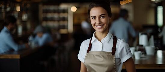 A cafe server firmly grasping a hot cup of coffee