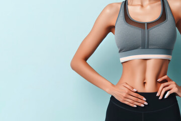 Cropped image of an athletic woman with beautiful flat belly. ai generative - obrazy, fototapety, plakaty