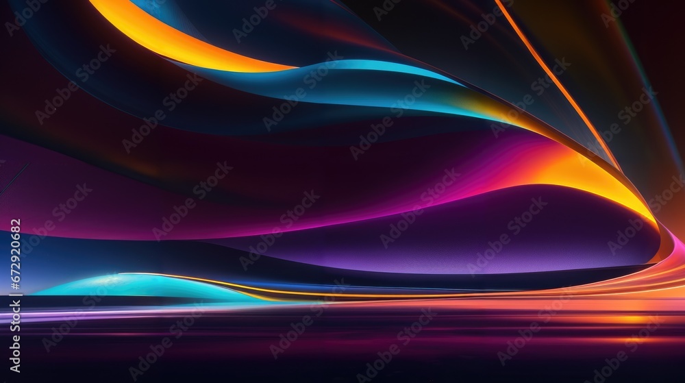 Poster background with curved wave of dark colorful