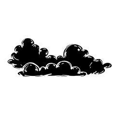 Silhouette, doodle clouds. Vector graphics.