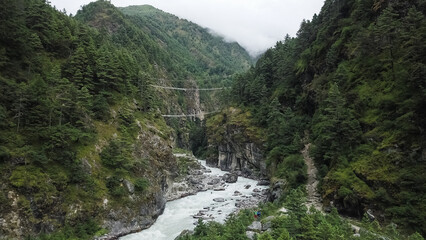 Nepal mountain gorge with river