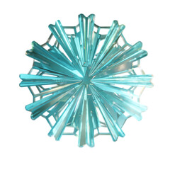 Snowflake isolated on transparent background. Macro render of ice crystal in blue palette