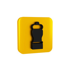 Black Pepper icon isolated on transparent background. Cooking spices. Yellow square button.