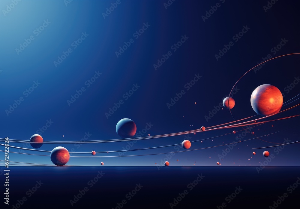 Wall mural abstract space background with planets, stars and lines. vector illustration.