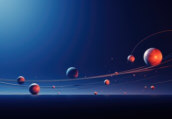Abstract space background with planets, stars and lines. Vector illustration.