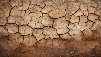 Foto op Canvas dry soil cracks, showcasing lack of water and the effect of global warming on earth © Klay