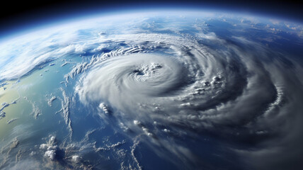 Hurricane tycoon storm clouds from space - obrazy, fototapety, plakaty