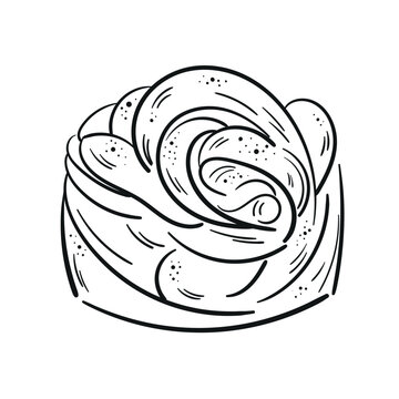 Cruffin or craffin kraffin line art sketch illustration. Outline vector logo. Contour isolated pictogram on white background For menu design, flyers, advertising, logo.