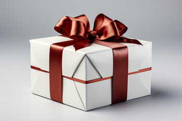 Obraz premium Gift box with red ribbon, gift package for holiday season or birthday 