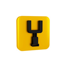 Black American football goal post icon isolated on transparent background. Yellow square button.