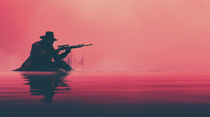 silhouette of a person with a rifle