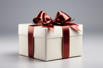 Fototapeta premium Gift box with red ribbon, gift package for holiday season or birthday 