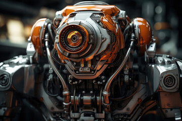 Fototapeta na wymiar Close-up of a high-tech robot machine, showcasing intricate engineering and advanced robotics in detail