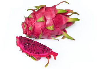 fresh red dragon fruit - pitahaya on white background 9