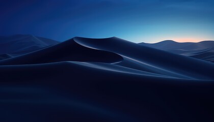 sand dunes desert, dark night, deep blue , epic scene  - obrazy, fototapety, plakaty