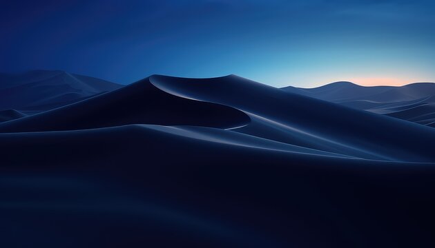 sand dunes desert, dark night, deep blue , epic scene 