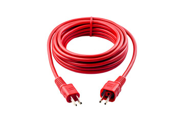 Red cable or extension cord isolated on a transparent background