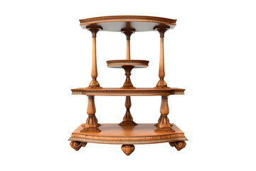 Round Wooden Etagere isolated on a transparent and white background