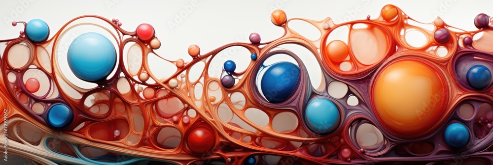 Poster A group of different colored objects sitting on top of each other. AI image.