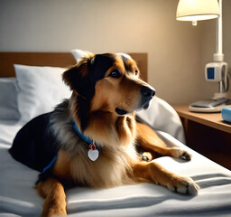 Healing Presence of a Therapy Dog in a Hospital Room - Comfort and Solace. generative AI