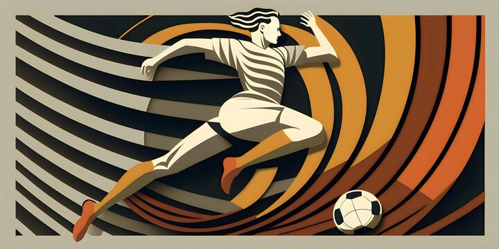 Mid-Century Modern Male Soccer Player - AI-Generated