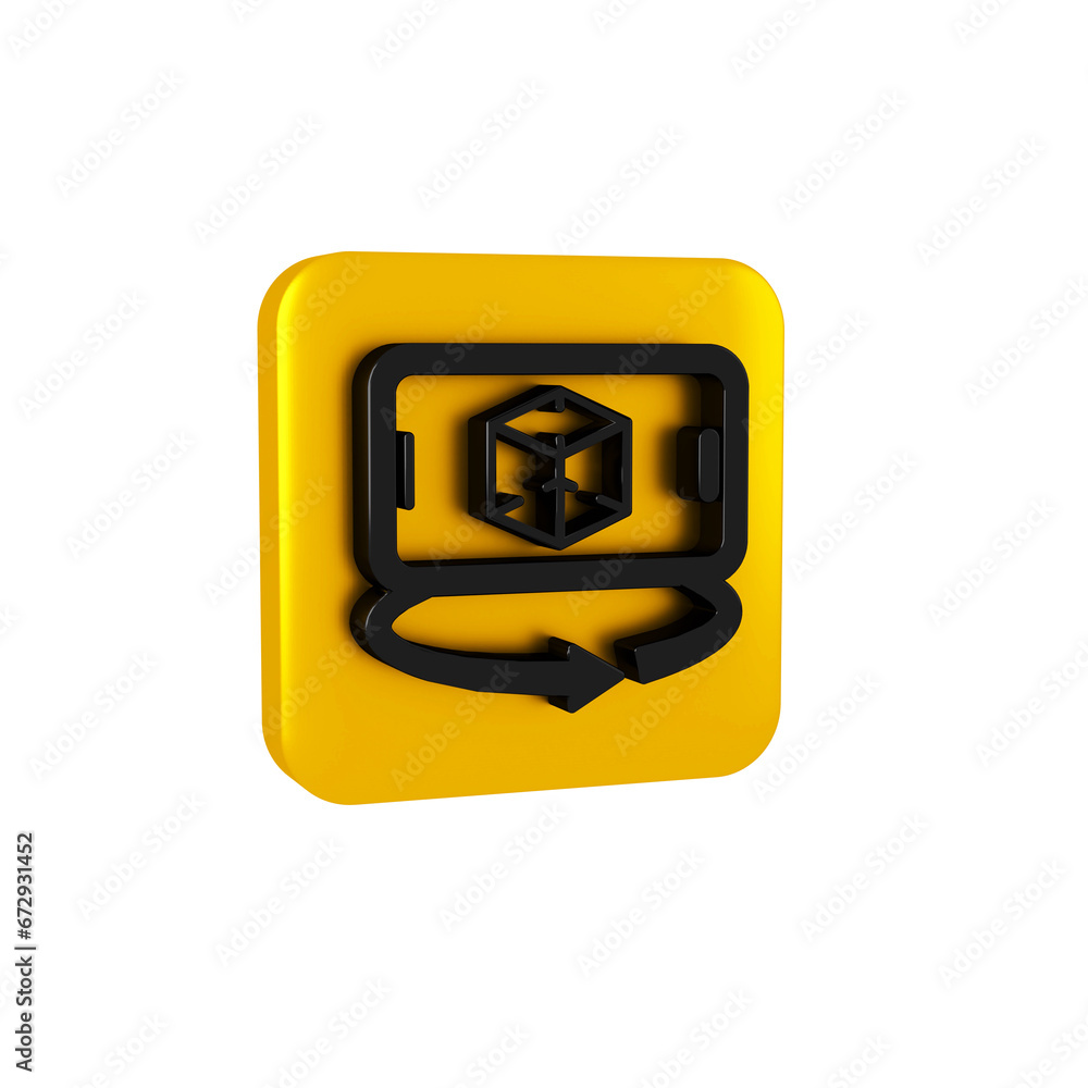 Poster black 3d modeling icon isolated on transparent background. augmented reality or virtual reality. yel