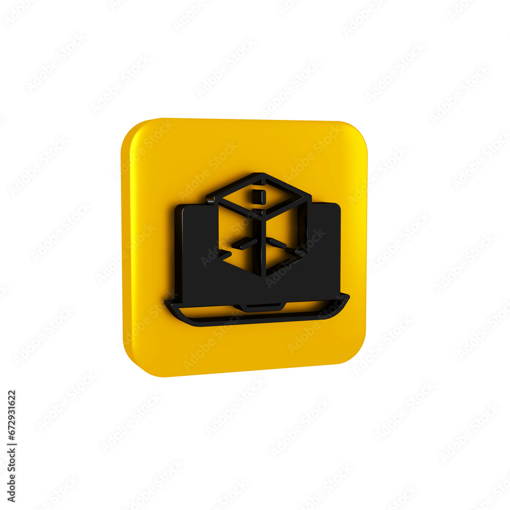 Poster black 3d modeling icon isolated on transparent background. augmented reality or virtual reality. yel