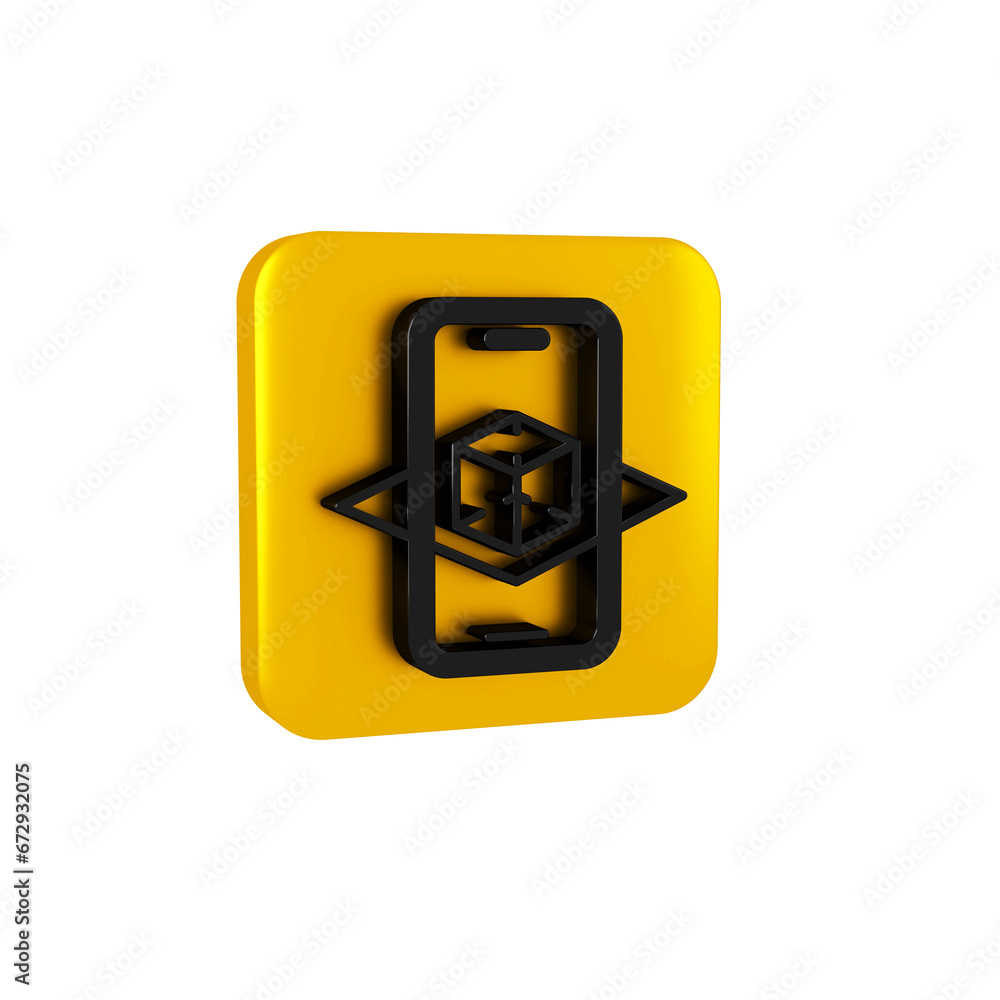 Poster black 3d modeling icon isolated on transparent background. augmented reality or virtual reality. yel