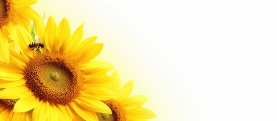 A sunflower of considerable size featuring the presence of a bee on its petals