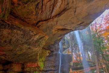 Lower Dundee Falls in Autumn, Beach City Wilderness Area, Ohio