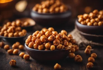 Foto op Aluminium Crunchy roasted chickpeas seasoned with spices © ArtisticLens