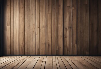 Front view of a blank wall in a room with wooden planks a mockup