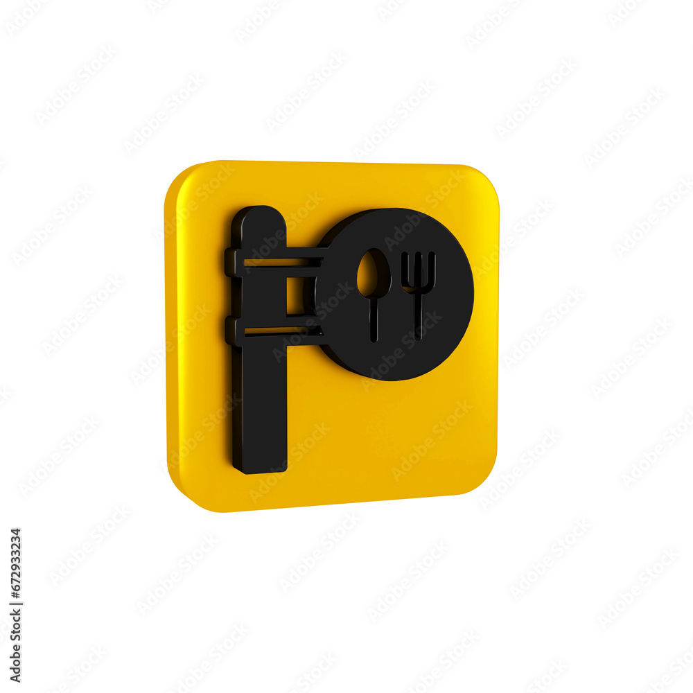 Poster black cafe and restaurant location icon isolated on transparent background. fork and spoon eatery si