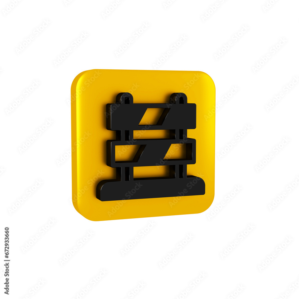 Poster black end of railway tracks icon isolated on transparent background. stop sign. railroad buffer end 