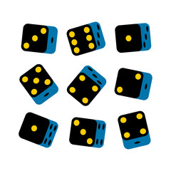 A set of dice. Cube for table, gambling. Symbol of luck or chance.