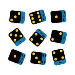 A set of dice. Cube for table, gambling. Symbol of luck or chance.