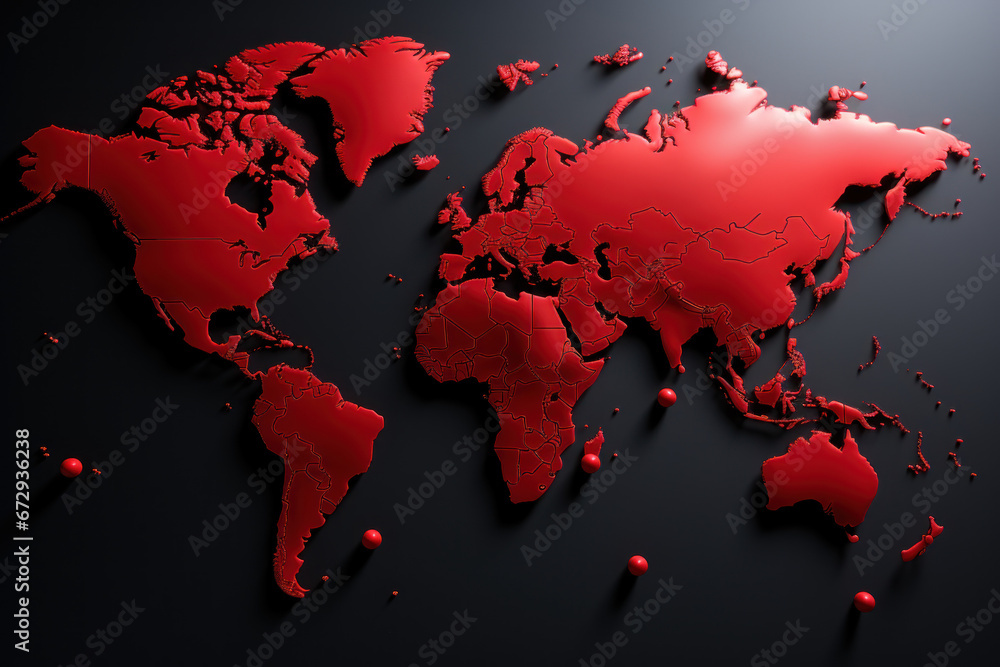 Poster a global map with regions affected by food insecurity marked in red, emphasizing the urgency of addr