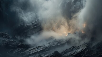Image of smoky gray wisps rising from a smoldering ember, creating a hazy and ethereal atmosphere. The lazy smoke adds a dreamy and mystical touch, giving the scene a surreal and mysterious vibe