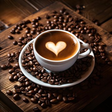 Cup of coffee with a foam heart