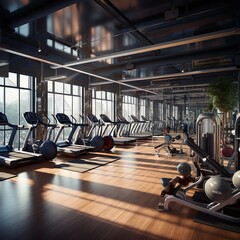 Fototapeta na wymiar fitness center interior. - Generative AI