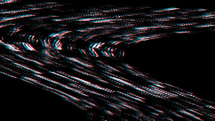 Matrix glitch, distorted wavy texture background. Modern effect of damaged wallpaper of noisy lines. Decoration for game screens, web-sites, banners and business. 3D rendering.