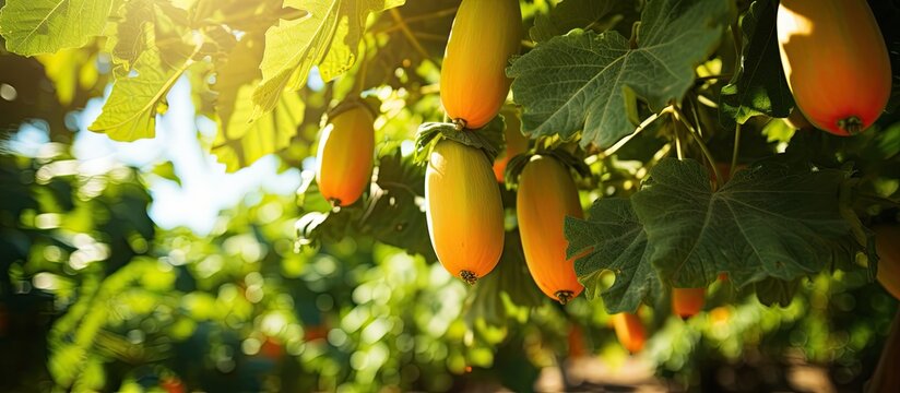 A papaya tree that grows naturally produces two fruits Papaya contains potent antioxidants has properties that fight cancer and is effective against killing worms in the intestines The focus